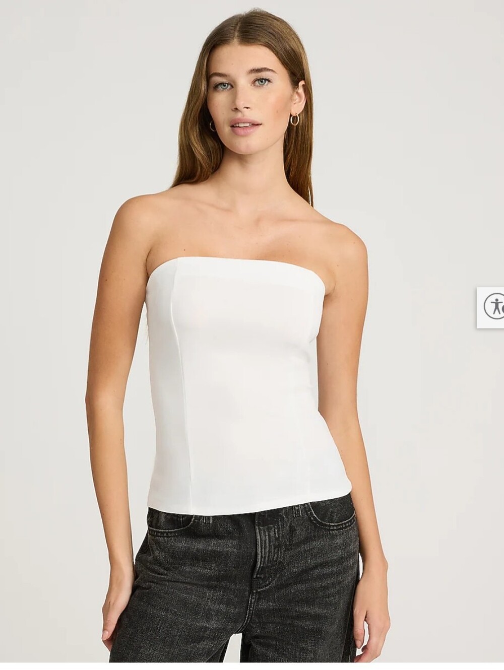 NWT Ivory Crepe Tube Top Gold Zipper